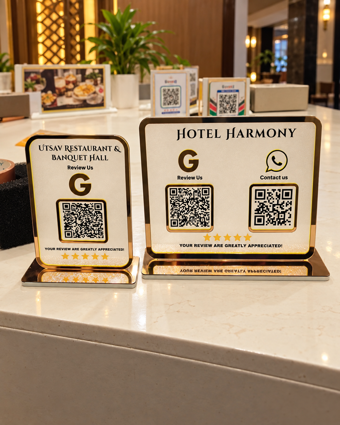 2 QR Premium Hotel & Restaurant Review Standee Set