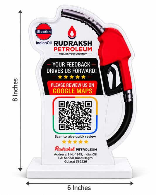 1 QR Signature Petrol Pump Standee + 5Keychain + 5Review Card Bundle