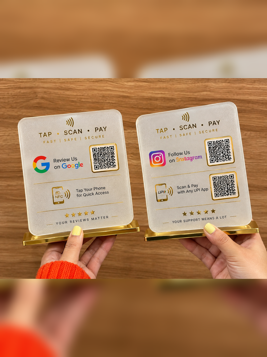2 Frosted Standee NFC Enabled Bundle - Google + Instagram + Payment