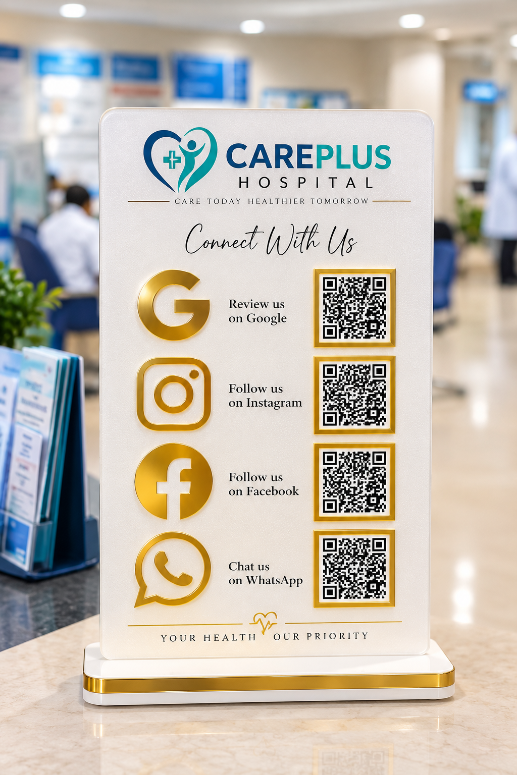 4 QR NFC Enabled White Colour Vertical Standee