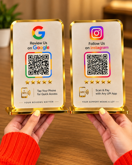 2 Frosted Standee NFC Enabled Bundle - Google + Instagram + Payment