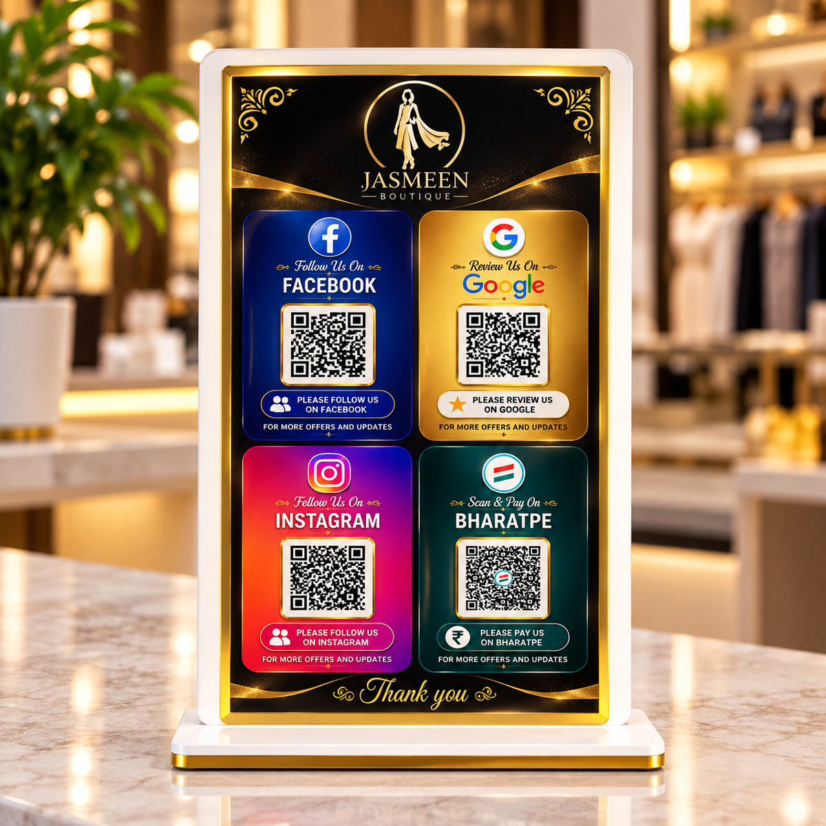 4 QR NFC Enabled Payment Frosted Standee