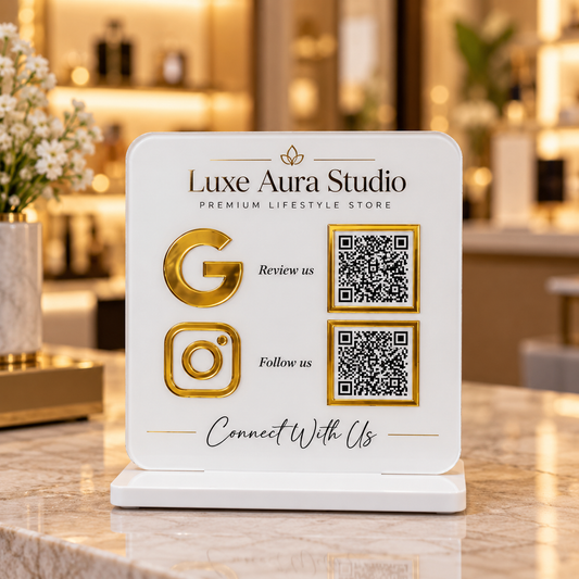 2 QR NFC Enabled Frosted Premium Standee for Salon & Spa