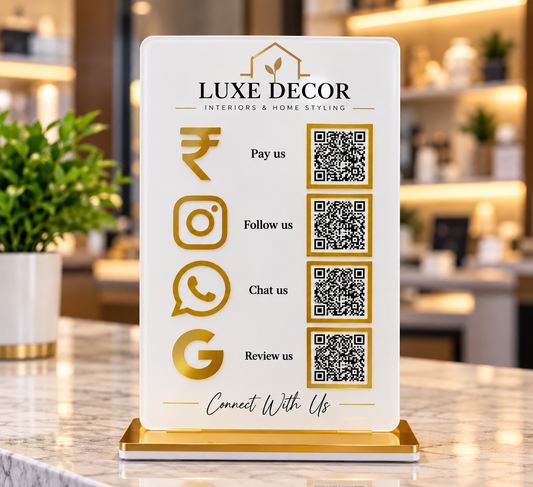 4 QR NFC Enabled White Vertical Digital Standee for Home Decor Interior Store & Decor Shop  5 Reviews