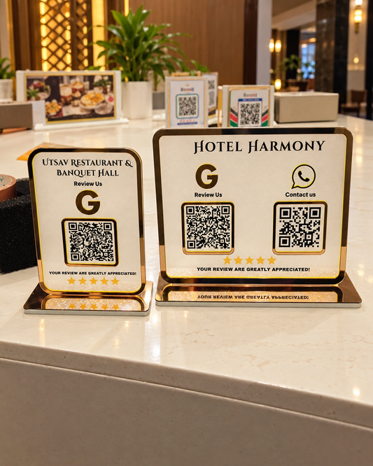 2 QR Premium Hotel & Restaurant Review Standee Set