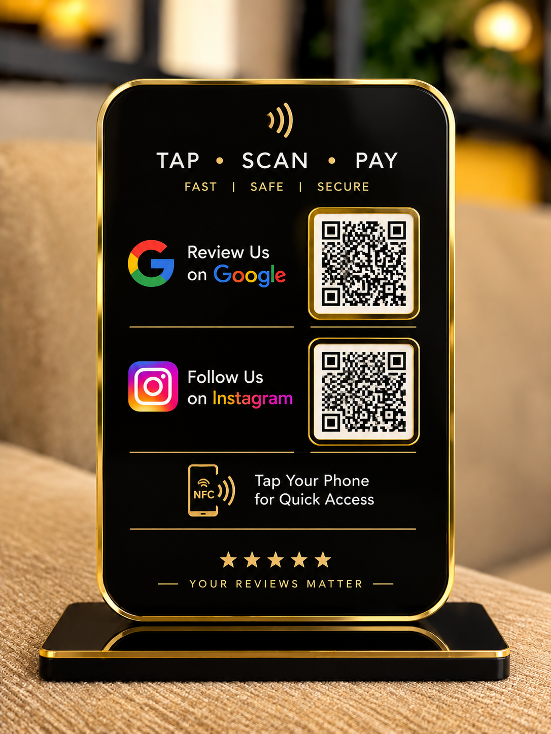 2 QR NFC Enabled Black Colour Standee