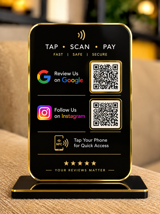 2 QR NFC Enabled Black Colour Standee