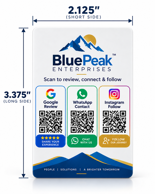 3 QR Google Review, WhatsApp & Instagram PVC Card