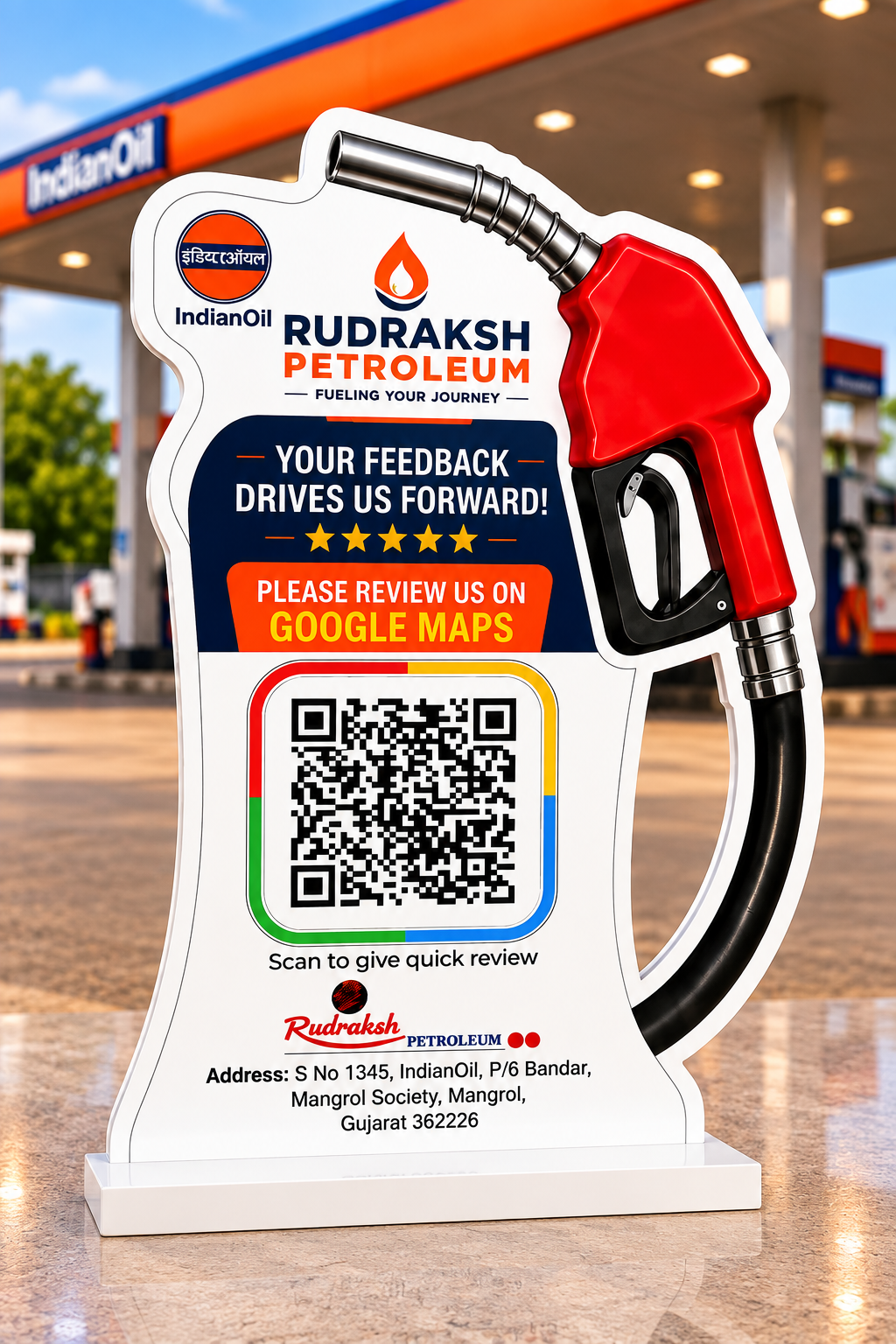 1 QR Fuel Station Review Standee